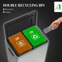 Kosz na śmieci 40L, pedał, 2 wkłady, srebrny kolor(m-4)