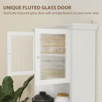 HOMCOM 4-Door Kitchen Cupboard with Drawer, Freestanding Kitchen Cabinet with Glass Doors, Adjustable Shelves and Open Counter, White(m-6)