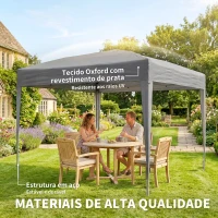 Outsunny Tenda Dobrável 3x3 m Tenda Pop-up de Jardim com Altura Ajustável e Saco de Transporte Tecido Oxford 210D Anti-UV Cinzento(m-4)