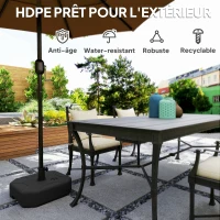 Outsunny Pied de parasol Carrée, socle parasol extérieur Remplissable jusqu'à 25 kg avec Sable 20kg avec Eau 45 x 45 x 25 cm noir(m-6)