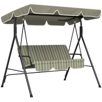 Outsunny Three-Seater Garden Swing Chair, with Adjustable Canopy - Green(m-10)