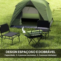 Outsunny Tenda de Campismo para  2-3 Pessoas Dobrável com Bolsa de Transporte 200x200x135 cm Verde(m-4)