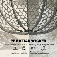 Outsunny Hanging Egg Chair, Indoor Outdoor Rattan Hammock Swing Chair with Stand, Safety Strap, Foldable Basket, Dark Grey(m-7)