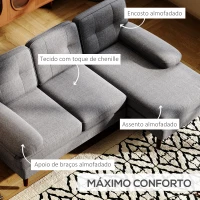 HOMCOM Sofá de Canto com Chaise Longue em Forma de L Estofado em Poliéster para Sala Capacidade 250 kg 215x142x88 cm Cinza(m-5)