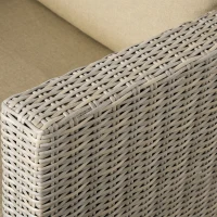 Outsunny Set Mobila de Gradina 4 Piese din Ratan PE, Salon de Exterior cu 1 Canapea, 2 Fotolii, 1 Masuta si  Perne Detasabile si Lavabile, Kaki si Bej(m-10)