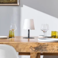 Lampe de table sans fil - LUMISKY - STANDY MINI Dark - H25 cm - Pied en acier noir - LED blanc chaud et blanc(m-4)