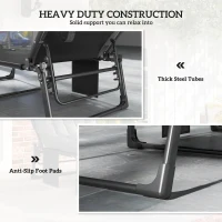 Outsunny Espreguiçadeira Dobrável Larga para Jardim com Encosto Reclinável 5 Posições Colchão Acolchoado Apoio de Cabeça Bolsa Lateral(m-4)