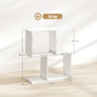 HOMCOM Side Table, Narrow End Table with Storage Shelves, S-Shaped, 3-Tier, 50W x 19.5D x 58H cm, White(m-3)