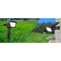 Lot de 2 spots solaires projecteur 2 en 1 a piquer ou a fixer - LUMISKY - CURTIS - H31.5 cm - LED blanc(m-5)