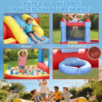 AIYAPLAY Château gonflable avec souffleur, aire de jeux gonflable avec toboggans, trampoline, piscine à balles, multicolore(m-4)