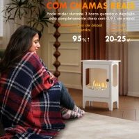 HOMCOM Lareira Bioetanol 7000BTU com Apagador de Aço Inoxidável Depósito de 1,2L Tempo de Combustão 3h para Interiores 20-25 m² 39x26x54 cm Branco(m-4)