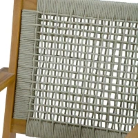 Fauteuil de jardin bas en bois d'Acacia FSC et en corde - MERIDA - Vert olive(m-5)