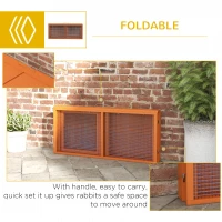 PawHut Wooden Folding Rabbit Hutch, for 2-3 Rabbits - Orange(m-6)