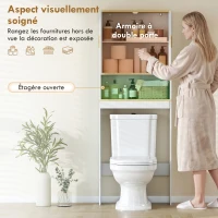 HOMCOM Meuble WC rangement au-dessus des toilettes 3 niveaux étagère de toilettes avec étagères réglables, 64x20x170,5cm, blanc(m-4)