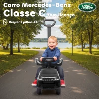 AIYAPLAY Carro Andador 2 em 1 para Crianças Land Rover Discovery com Buzina Pega de Empurrar e Barra Removíveis 84x40x94,5 cm Preto(m-5)