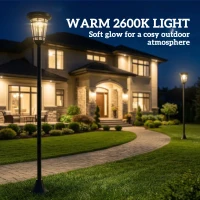 Outsunny Solarny zestaw 2 lamp stojących 180 cm z 2 trybami jasności i czujnikiem światła, IP44(m-6)