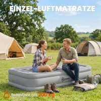 Outsunny Luftmatratze 1 Person Selbstaufblasend Luftbett mit Integrierter elektrischer Pumpe in 3 Minuten Beflockte Oberfläche(m-5)