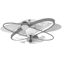 HOMCOM Ceiling Fan with Light and Remote, 3 Colour Temperatures, LED Mount Ceiling Fan Light for Bedroom, Silver Tone(m-1)