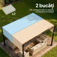 Outsunny Prelată Pergolă Foișor 3x3 m cu Buzunare și Curele pentru Bare, din Poliester, 488x122 cm, Gri Deschis(m-4)