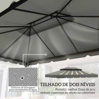 Outsunny Toldo de Substituição para Pérgola 400x300 cm com Duplo Teto e 8 Orifícios de Drenagem Cinza Claro(m-4)
