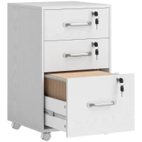HOMCOM Three Drawer Wood-Effect Filing Cabinet - White(m-1)