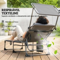 Outsunny Conjunto de 2 Espreguiçadeiras Jardim Dobráveis com Encosto Reclinável 5 Posições e Assento em Malha Cinza(m-6)