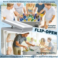 Outsunny Frigider de Grădină de 76L, Cărucior Portabil cu Raft, Deschizător de Sticle, Roți Blocabile, Recipient pentru Capace, Portabil pentru Băuturi, Bar, Grădină, Petreceri, Argintiu(m-6)