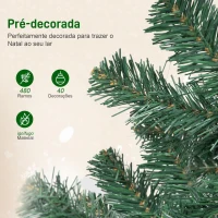 HOMCOM Árvore de Natal de 150 cm com Decorações 150 Luzes LED Branco Quente 8 Modos de Iluminação e 480 Ramos Verde(m-6)