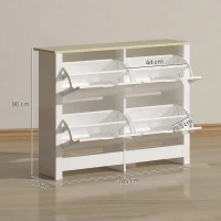 HOMCOM Slim Shoe Cabinet, Narrow Shoe Cupboard with 4 Flip Drawers, Adjustable Shelves for 16 Pairs of Shoes, White(m-3)