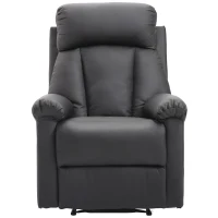 HOMCOM Fotoliu Relax Rabatabil cu Captuseala Ergonomica cuTaburet in Piele Ecologica,80 × 97 × 107cm Negru(m-14)