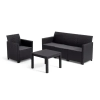 Salon de jardin modulable en résine imitation rotin tressé - Noir - KETER - 4 personnes - MARIE(m-2)