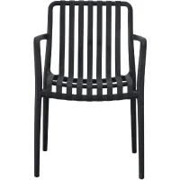 Lot de 4 fauteuils de jardin - SOLARIA - Empilables - Polypropylene renforcé - 55 x 58 x 81 cm - Noir(m-3)