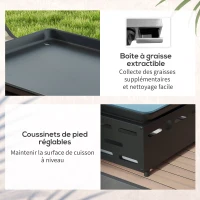 Outsunny Plancha gaz en acier inox émaillé 4 brûleurs 9,6 kW antiadhésive grande surface de cuisson 73L x 34l cm, transportable(m-7)