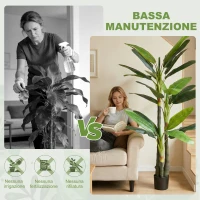HOMCOM Albero di Banano Artificiale Pianta Finta con 18 Foglie, 180 cm, Verde(m-5)
