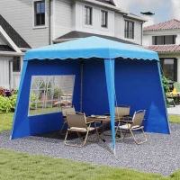 Outsunny Tenda Dobrável com 2 Paredes Laterais Altura Ajustável Proteção UV50+ e Bolsa de Transporte 240x240x250 cm Azul(m-9)