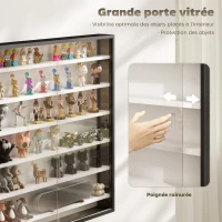 HOMCOM Vitrine pour collection vitrine murale 80 x 9,5 x 83 cm 6 étagères réglables en hauteur 2 portes coulissantes en verre(m-5)