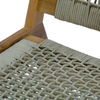 Fauteuil de jardin bas en bois d'Acacia FSC et en corde - MERIDA - Vert olive(m-6)