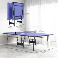 SPORTNOW Mesa de Ping Pong Dobrável Profissional com Rodas Inclui 2 Raquetes e 3 Bolas para Interior 274x152,5x76 cm Azul(m-3)