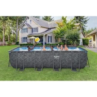 Kit Piscine hors sol tubulaire BESTWAY - APX 365 - 549 x 274 x 132 cm - Rectangulaire (Filtre a sable, 250g polysphere, échelle, bâc(m-2)