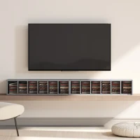 HOMCOM Set of 2 CD Media Display Shelf Unit Tower Rack with Adjustable Shelves, Light Grey(m-9)