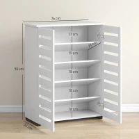 HOMCOM Narrow Shoe Cabinet for Entryway, 5-Tier Slim Shoe Storage Cabinet with 2 Slatted Doors and Adjustable Shelves(m-3)