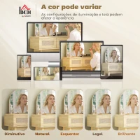 HOMCOM Toucador de Maquilhagem com Espelho Arqueado e 2 Gavetas com Frente em Vime para Espaços Pequenos 70x43,5x130 cm Madeira(m-8)