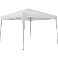 Tonnelle de jardin pliante - Cadre blanc et toile écru - 3 x 3 m - Sac de transport(m-1)