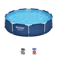Kit Piscine hors sol tubulaire BESTWAY Steel Pro - 305 x 76 cm - Ronde (Livrée avec pompe de filtration et cartouche)(m-1)
