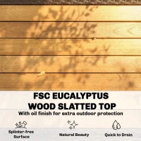 Outsunny Serveerwagen Rattan keukenwagen met FSC eucalyptus werkblad opbergruimte wielen zijhandgreep 95 x 54 x 84 cm(m-4)