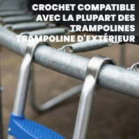 SPORTNOW Échelle de Trampoline 2 Marches Larges avec Crochet Universel, Cadre en Acier Galvanisé, Charge 150 kg, 97x32x7 cm, Bleu(m-6)