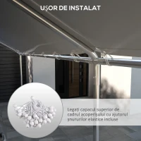 Outsunny Acoperiș pentru garaj 10 x 20ft, înlocuire copertină rezistentă la UV cu corzi elastice, alb(m-5)