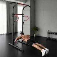 HOMCOM Barra de Elevações com Altura Ajustável Estação de Flexões Máquina de Elevações Multifuncional para Treino de Força 98x84x171-219 cm Preto(m-8)