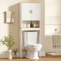 HOMCOM Meuble WC rangement au-dessus des toilettes 3 niveaux étagère de toilettes avec étagères réglables, 64x20x170,5cm, blanc(m-10)