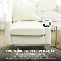 HOMCOM Poltrona de Sala Estofada em Veludo Acolchoamento Espesso Assento Amplo Apoio de Braços Almofada 81x77x81 cm Creme(m-8)